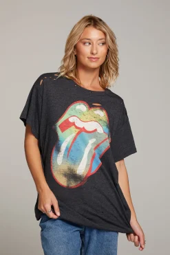 Best Chaser Brand Rolling Stones Classic Logo Distressed Tee