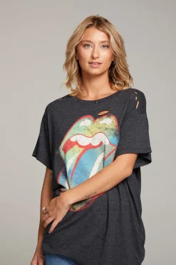 Best Chaser Brand Rolling Stones Classic Logo Distressed Tee