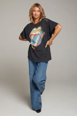 Best Chaser Brand Rolling Stones Classic Logo Distressed Tee