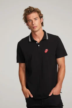 Outlet Chaser Brand Rolling Stones Embroidered Logo Mens Polo Tee