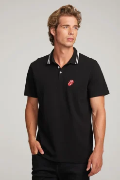 Outlet Chaser Brand Rolling Stones Embroidered Logo Mens Polo Tee