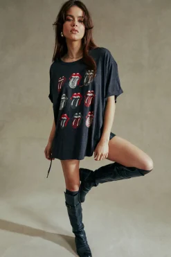 Cheap Chaser Brand Rolling Stones Multi Logo One Size Tee