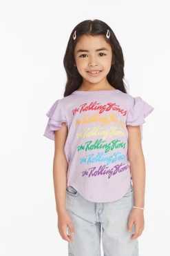 Flash Sale Chaser Brand Rolling Stones Rainbow Script Girls Tee