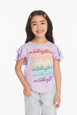 Flash Sale Chaser Brand Rolling Stones Rainbow Script Girls Tee
