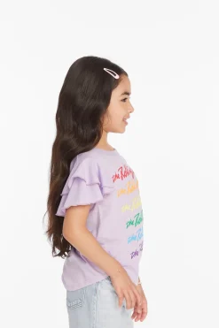 Flash Sale Chaser Brand Rolling Stones Rainbow Script Girls Tee