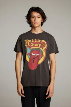 Cheap Chaser Brand Rolling Stones Retro Logo Crew Neck Tee