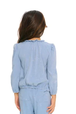 Fashion Chaser Brand Ruffle Neck Pocket Shirred Tee