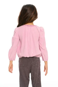Hot Chaser Brand Ruffle Neck Pocket Shirred Tee