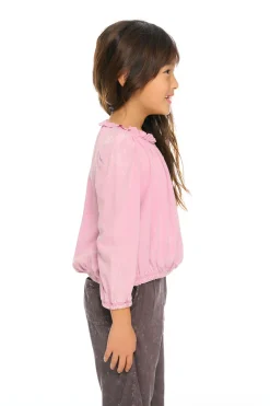 Hot Chaser Brand Ruffle Neck Pocket Shirred Tee