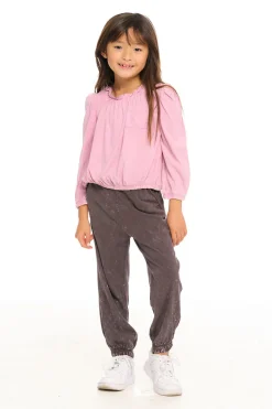 Hot Chaser Brand Ruffle Neck Pocket Shirred Tee