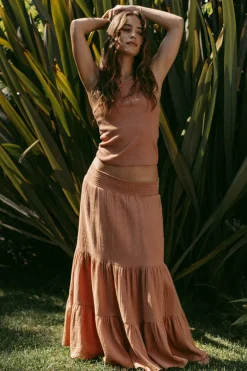 Cheap Chaser Brand Seal Bronze Maxi Skirt