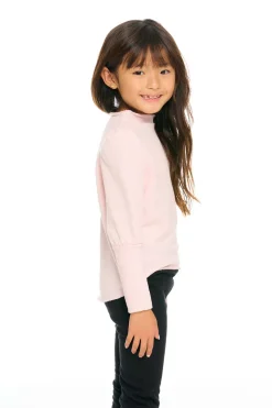 Store Chaser Brand Semi Cropped Hi Lo Mock Neck Puff Sleeve Pullover