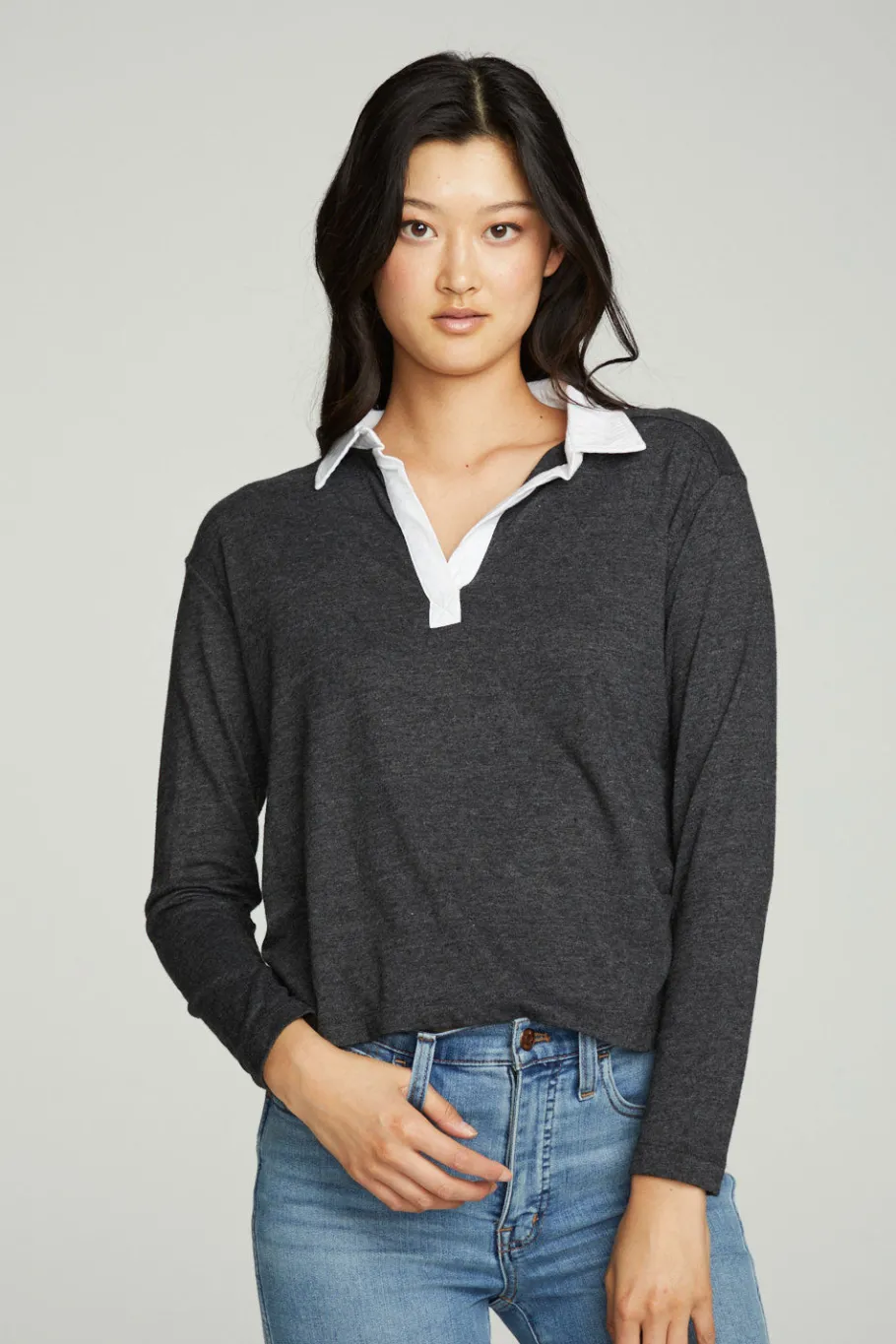 Outlet Chaser Brand Semi Cropped Polo Boxy Short Sleeve Tee