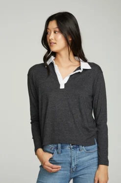 Outlet Chaser Brand Semi Cropped Polo Boxy Short Sleeve Tee
