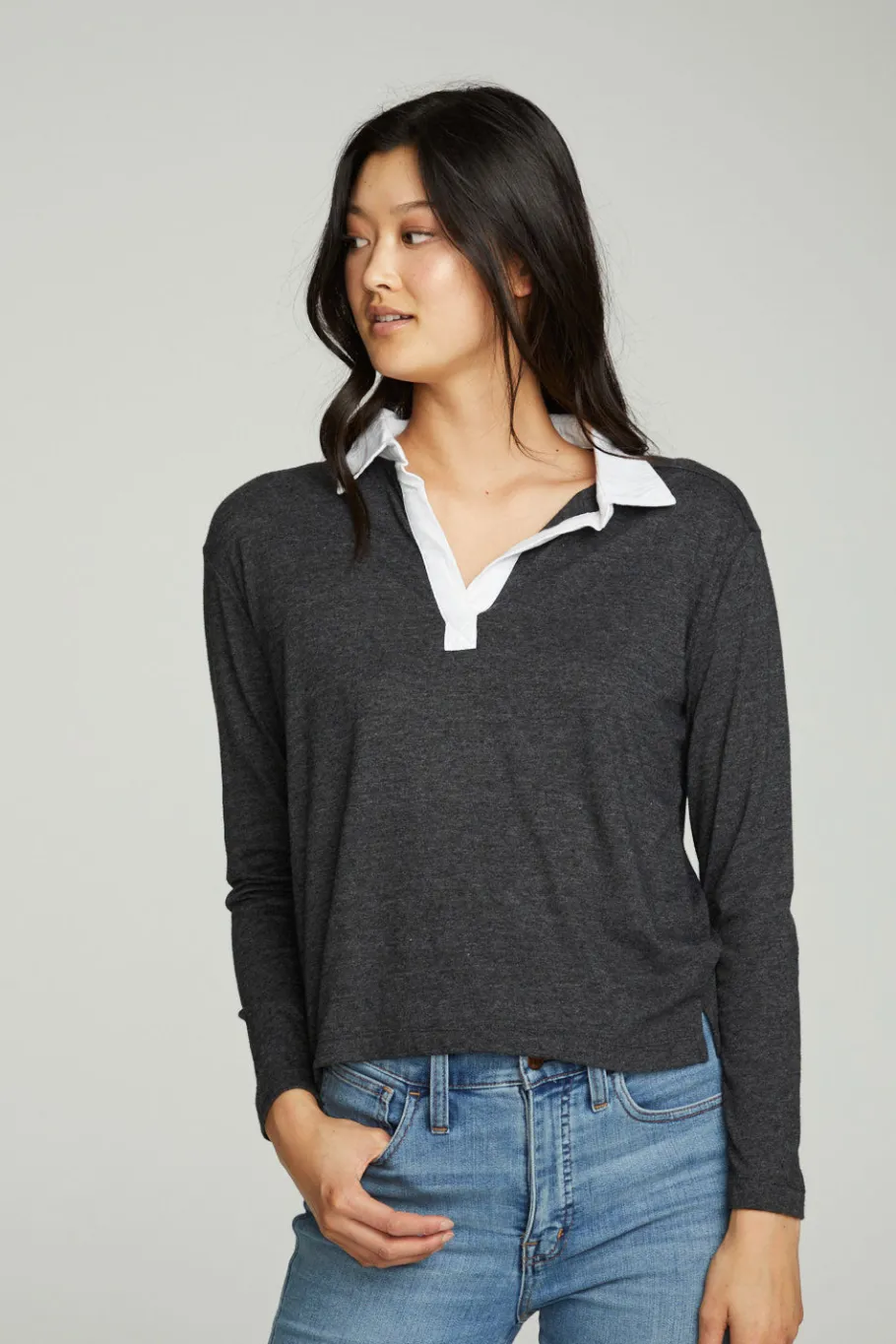 Outlet Chaser Brand Semi Cropped Polo Boxy Short Sleeve Tee