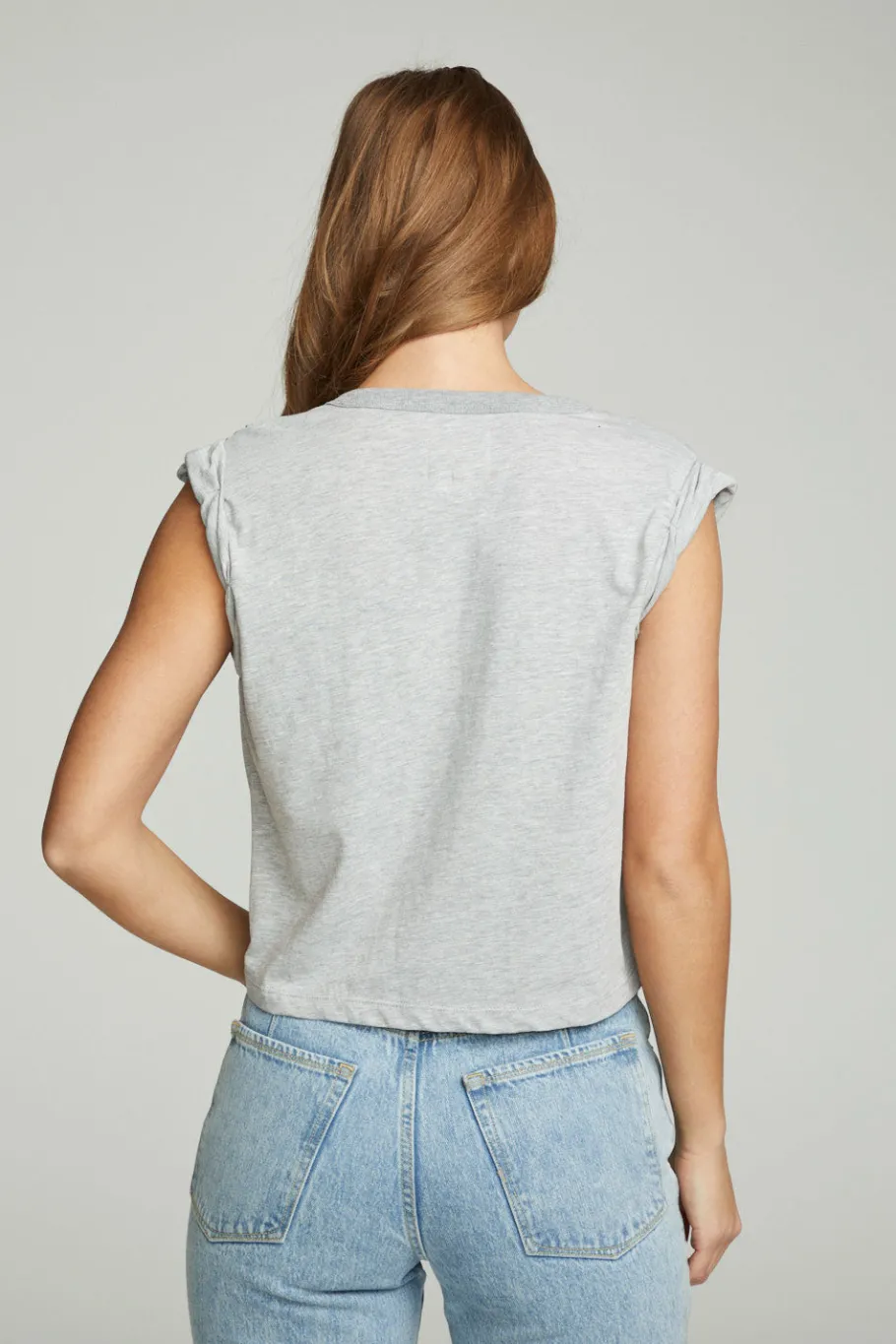 Outlet Chaser Brand Shirred Muscle Tee With Twisted Roll Sleeve