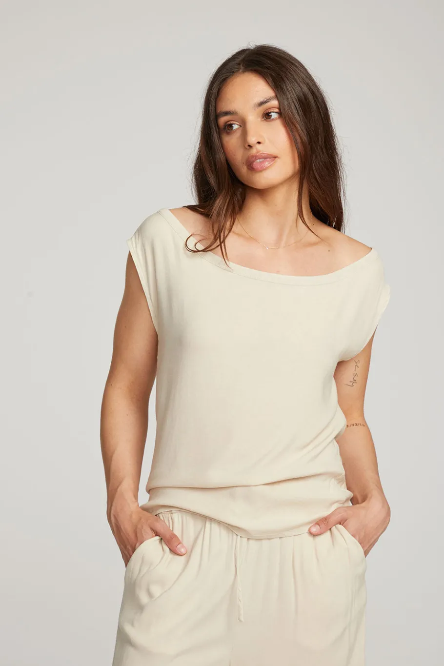 Hot Chaser Brand Sleeveless Bark Dolman Tee