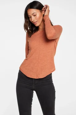 Sale Chaser Brand Slub Jersey Long Sleeve Seamed Tee In Sunkissed Brown