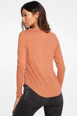 Sale Chaser Brand Slub Jersey Long Sleeve Seamed Tee In Sunkissed Brown