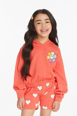 Discount Chaser Brand Smiley Flower & Hearts Girls Pullover Hoodie