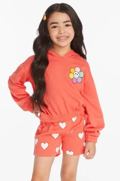 Discount Chaser Brand Smiley Flower & Hearts Girls Pullover Hoodie