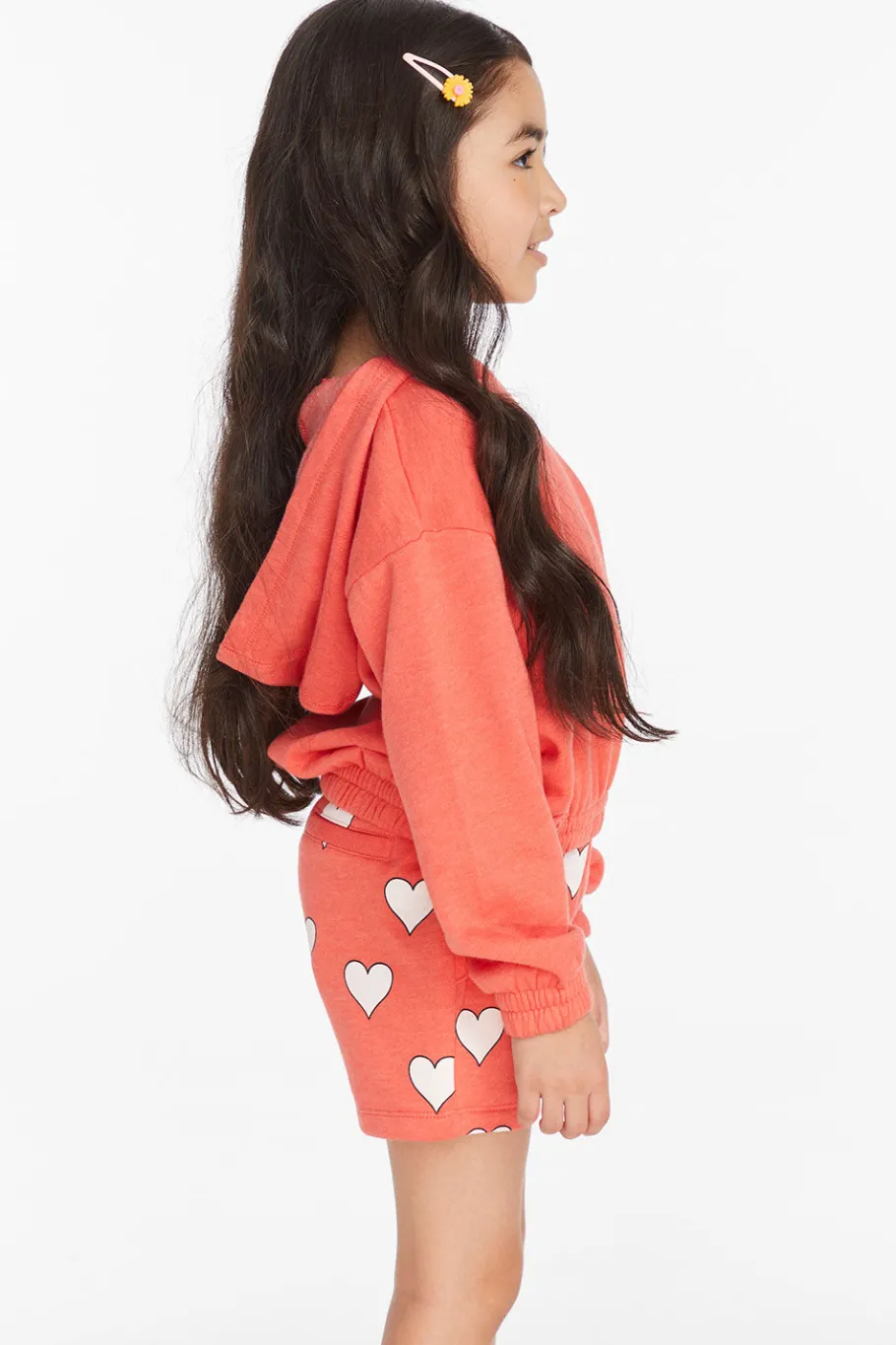Discount Chaser Brand Smiley Flower & Hearts Girls Pullover Hoodie