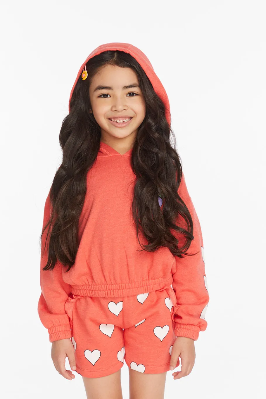 Discount Chaser Brand Smiley Flower & Hearts Girls Pullover Hoodie