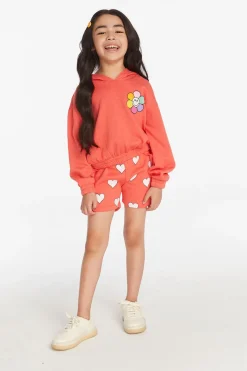 Discount Chaser Brand Smiley Flower & Hearts Girls Pullover Hoodie