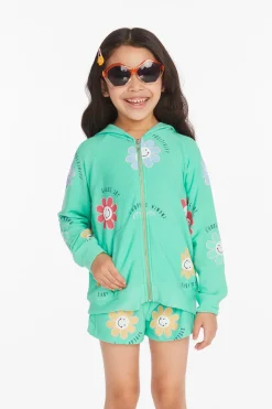 Cheap Chaser Brand Smiley Flower Girls Zip-up Hoodie