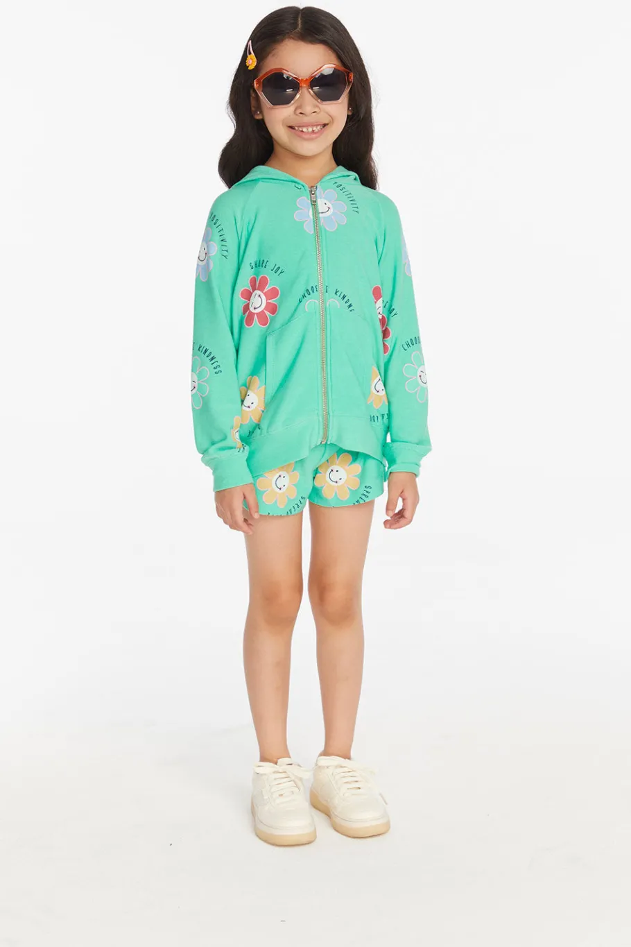 Cheap Chaser Brand Smiley Flower Girls Zip-up Hoodie