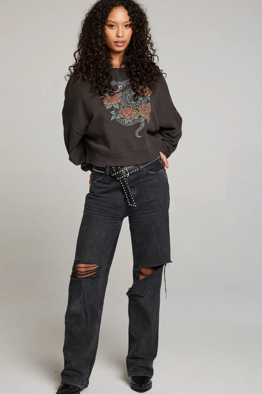 Sale Chaser Brand Snake & Roses Pullover