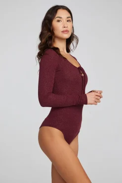 Outlet Chaser Brand Spelly Wine Red Bodysuit