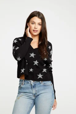 Shop Chaser Brand Star Intarsia V-Neck Raglan Pullover