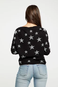 Shop Chaser Brand Star Intarsia V-Neck Raglan Pullover