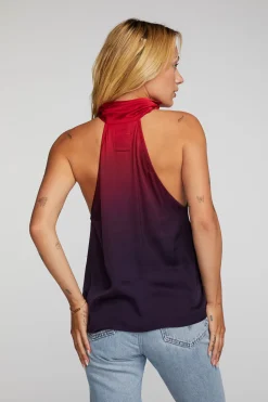 Cheap Chaser Brand Stretch Silky Woven Halter Top