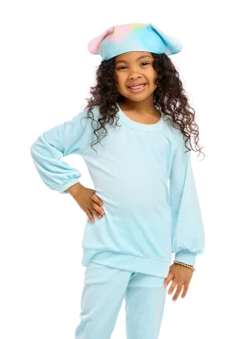 Online Chaser Brand Stretch Velvet Blouson Sleeve Raglan