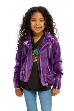 Discount Chaser Brand Stretch Velvet Moto Jacket