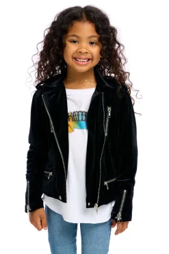 Fashion Chaser Brand Stretch Velvet Moto Jacket