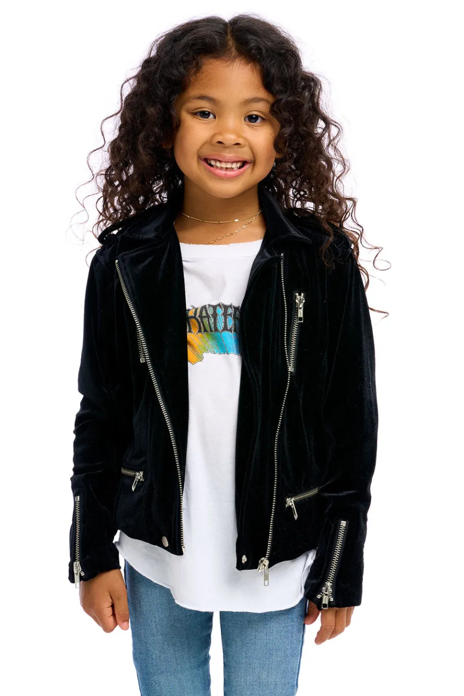 Fashion Chaser Brand Stretch Velvet Moto Jacket