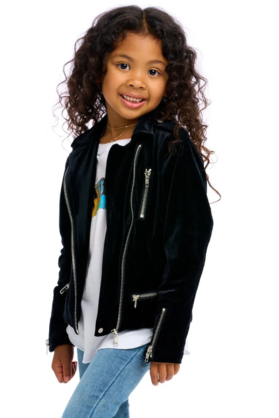 Fashion Chaser Brand Stretch Velvet Moto Jacket