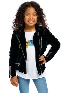 Fashion Chaser Brand Stretch Velvet Moto Jacket
