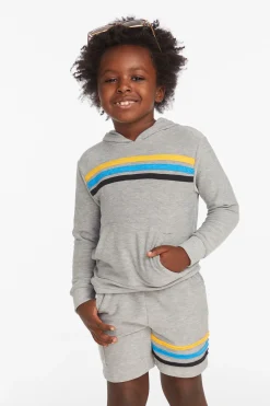 New Chaser Brand Striped Heather Grey Boys Pullover Hoodie