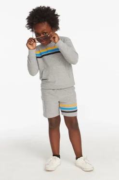 New Chaser Brand Striped Heather Grey Boys Pullover Hoodie