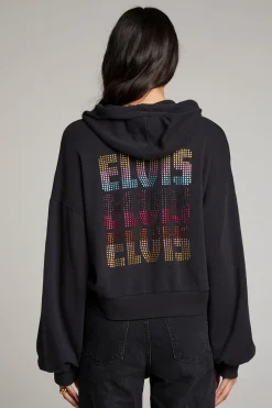 Hot Chaser Brand Sun Records Studded Elvis Zip Up Hoodie