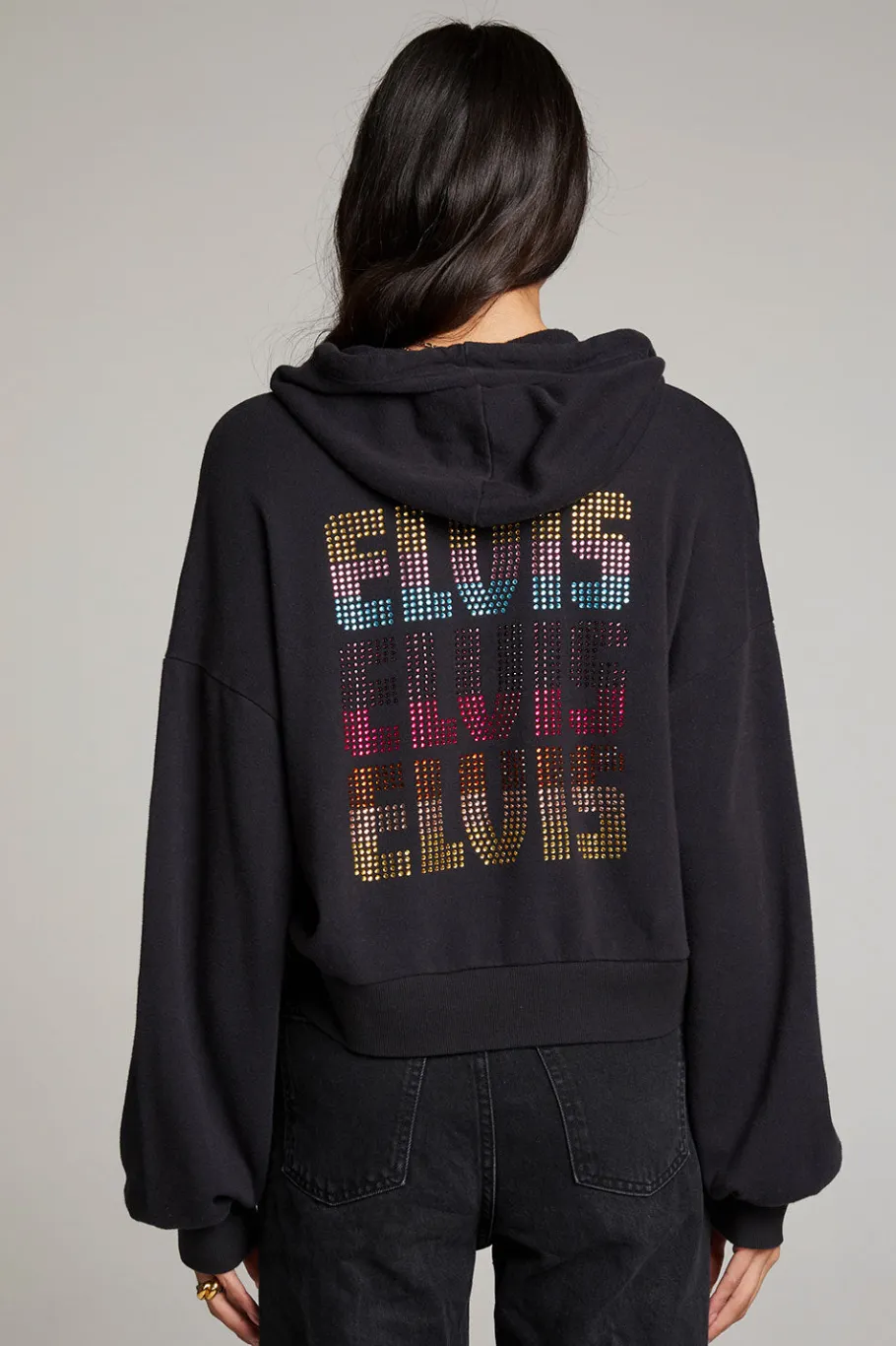 Hot Chaser Brand Sun Records Studded Elvis Zip Up Hoodie