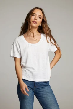 Cheap Chaser Brand Sunshine White Scoop Neck Tee