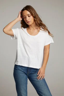 Cheap Chaser Brand Sunshine White Scoop Neck Tee
