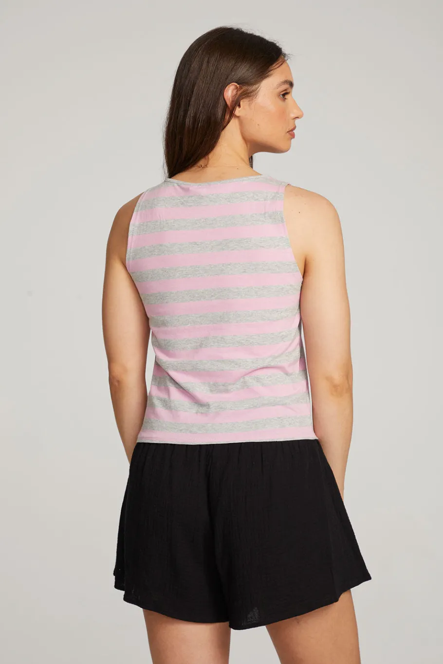 Cheap Chaser Brand Teague Pastel Lavender And Grey Marl Striped Tank