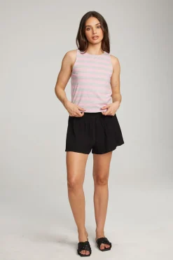 Cheap Chaser Brand Teague Pastel Lavender And Grey Marl Striped Tank