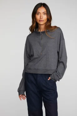 Cheap Chaser Brand Triblend Half Zip Pullover With Rib
